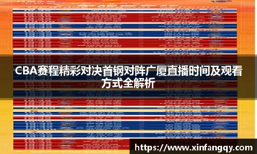 CBA赛程精彩对决首钢对阵广厦直播时间及观看方式全解析